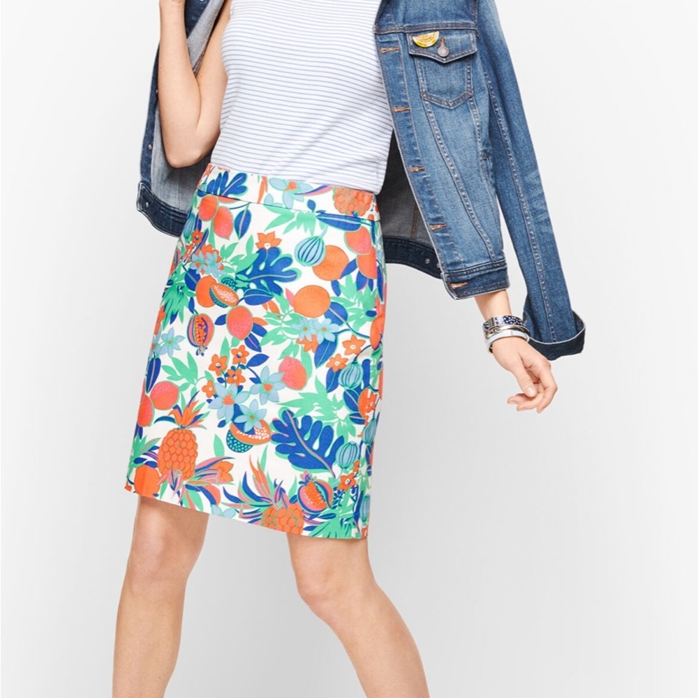 Talbots Canvas Cotton A-Line Skirt Fruits & Flowers - Size 4